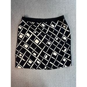 Vintage ECI New York Silk Skirt Black & Cream VTG Retro Quiet Luxury